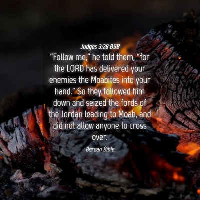 Picture 04 - Judges 3:28 BSB - “Follow me,” he told them, “for the LORD - Bible Verse Picture