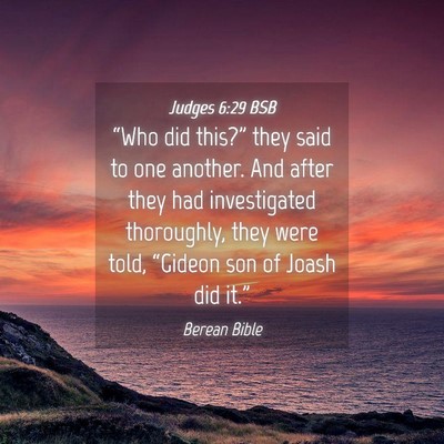 Picture 04 - Judges 6:29 BSB - “Who did this?” they said to one another. And - Bible Verse Picture