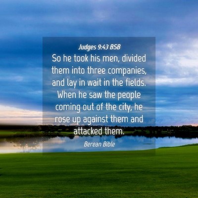 Picture 04 - Judges 9:43 BSB - So he took his men, divided them into three - Bible Verse Picture