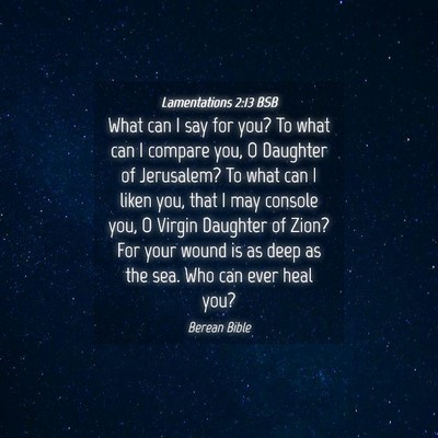 Picture 04 - Lamentations 2:13 BSB - What can I say for you? To what can I compare - Bible Verse Picture
