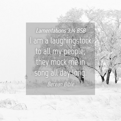 Picture 04 - Lamentations 3:14 BSB - I am a laughingstock to all my people; they mock - Bible Verse Picture