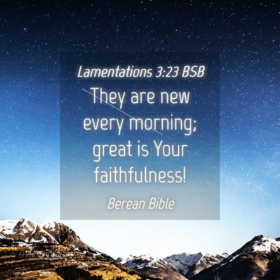 Picture 04 - Lamentations 3:23 BSB - They are new every morning; great is Your - Bible Verse Picture