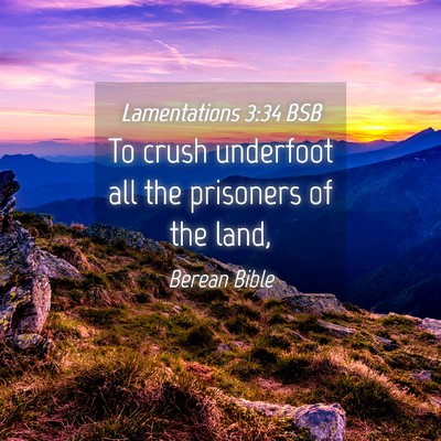 Picture 04 - Lamentations 3:34 BSB - To crush underfoot all the prisoners of the - Bible Verse Picture