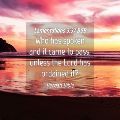 Picture 04 - Lamentations 3:37 BSB - Who has spoken and it came to pass, unless the - Bible Verse Picture