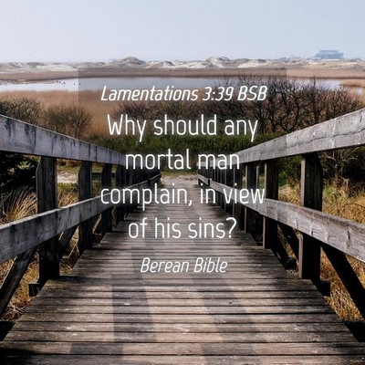 Picture 04 - Lamentations 3:39 BSB - Why should any mortal man complain, in view of - Bible Verse Picture