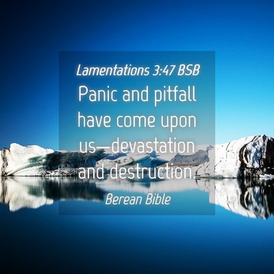 Picture 04 - Lamentations 3:47 BSB - Panic and pitfall have come upon us—devastation - Bible Verse Picture