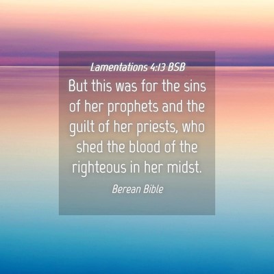 Picture 04 - Lamentations 4:13 BSB - But this was for the sins of her prophets and the - Bible Verse Picture