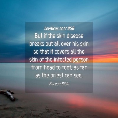 Picture 04 - Leviticus 13:12 BSB - But if the skin disease breaks out all over his - Bible Verse Picture