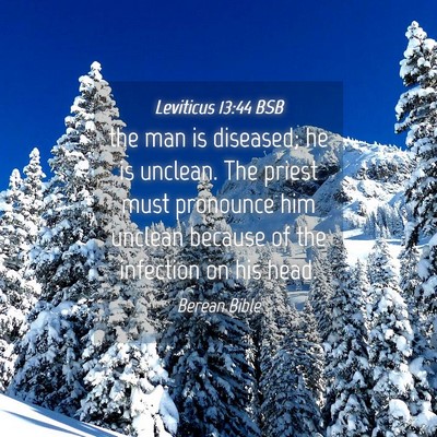 Picture 04 - Leviticus 13:44 BSB - the man is diseased; he is unclean. The priest - Bible Verse Picture