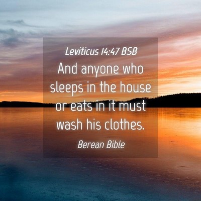 Picture 04 - Leviticus 14:47 BSB - And anyone who sleeps in the house or eats in it - Bible Verse Picture