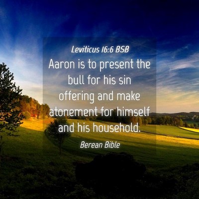 Picture 04 - Leviticus 16:6 BSB - Aaron is to present the bull for his sin offering - Bible Verse Picture