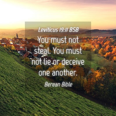 Picture 04 - Leviticus 19:11 BSB - You must not steal. You must not lie or deceive - Bible Verse Picture