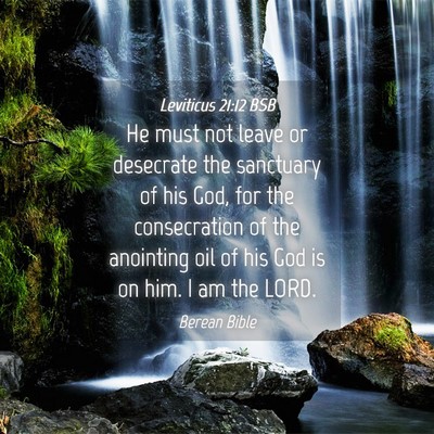 Picture 04 - Leviticus 21:12 BSB - He must not leave or desecrate the sanctuary of - Bible Verse Picture