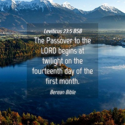 Picture 04 - Leviticus 23:5 BSB - The Passover to the LORD begins at twilight on - Bible Verse Picture