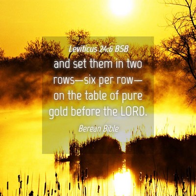 Picture 04 - Leviticus 24:6 BSB - and set them in two rows—six per row—on the - Bible Verse Picture