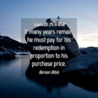 Picture 04 - Leviticus 25:51 BSB - If many years remain, he must pay for his - Bible Verse Picture