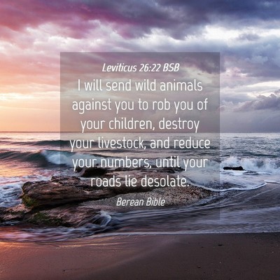 Picture 04 - Leviticus 26:22 BSB - I will send wild animals against you to rob you - Bible Verse Picture