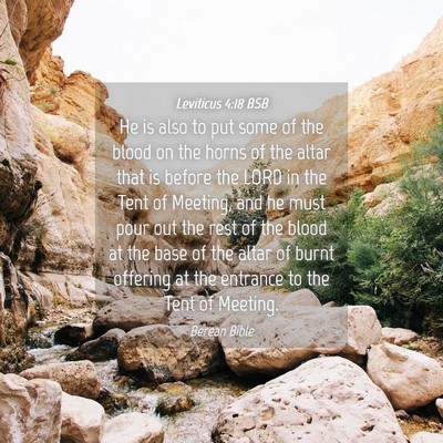 Picture 04 - Leviticus 4:18 BSB - He is also to put some of the blood on the horns - Bible Verse Picture