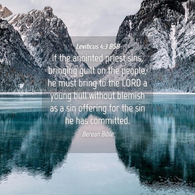 Picture 04 - Leviticus 4:3 BSB - If the anointed priest sins, bringing guilt on - Bible Verse Picture