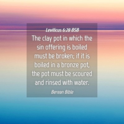 Picture 04 - Leviticus 6:28 BSB - The clay pot in which the sin offering is boiled - Bible Verse Picture