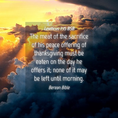 Picture 04 - Leviticus 7:15 BSB - The meat of the sacrifice of his peace offering - Bible Verse Picture