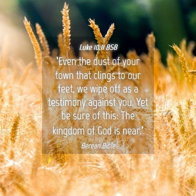 Picture 04 - Luke 10:11 BSB - ‘Even the dust of your town that clings to our - Bible Verse Picture