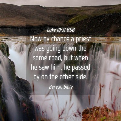 Picture 04 - Luke 10:31 BSB - Now by chance a priest was going down the same - Bible Verse Picture