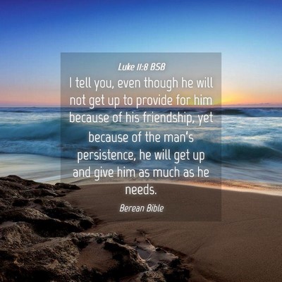 Picture 04 - Luke 11:8 BSB - I tell you, even though he will not get up to - Bible Verse Picture