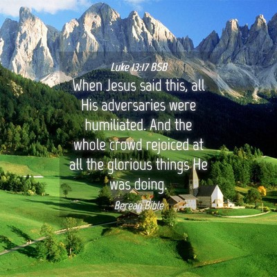 Picture 04 - Luke 13:17 BSB - When Jesus said this, all His adversaries were - Bible Verse Picture