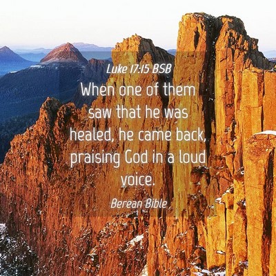 Picture 04 - Luke 17:15 BSB - When one of them saw that he was healed, he came - Bible Verse Picture