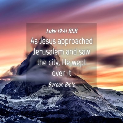 Picture 04 - Luke 19:41 BSB - As Jesus approached Jerusalem and saw the city, - Bible Verse Picture