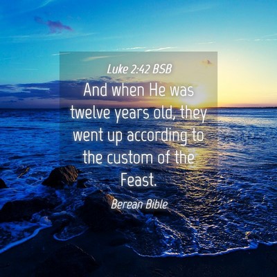 Picture 04 - Luke 2:42 BSB - And when He was twelve years old, they went up - Bible Verse Picture