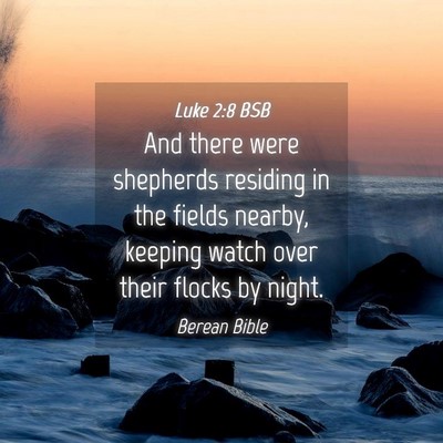 Picture 04 - Luke 2:8 BSB - And there were shepherds residing in the fields - Bible Verse Picture