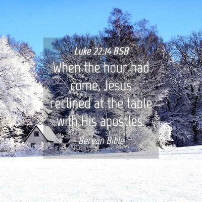 Picture 04 - Luke 22:14 BSB - When the hour had come, Jesus reclined at the - Bible Verse Picture