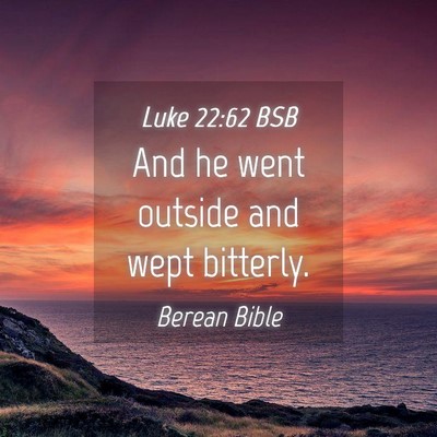 Picture 04 - Luke 22:62 BSB - And he went outside and wept - Bible Verse Picture