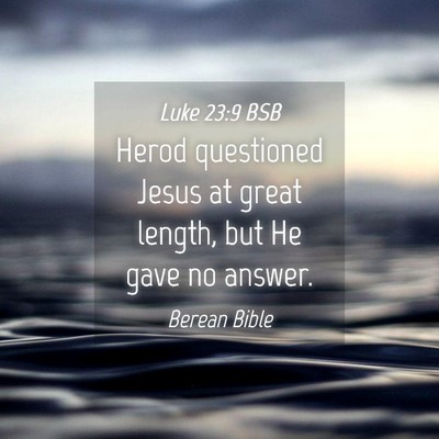 Picture 04 - Luke 23:9 BSB - Herod questioned Jesus at great length, but He - Bible Verse Picture