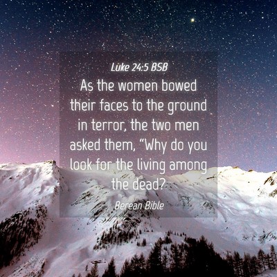 Picture 04 - Luke 24:5 BSB - As the women bowed their faces to the ground in - Bible Verse Picture
