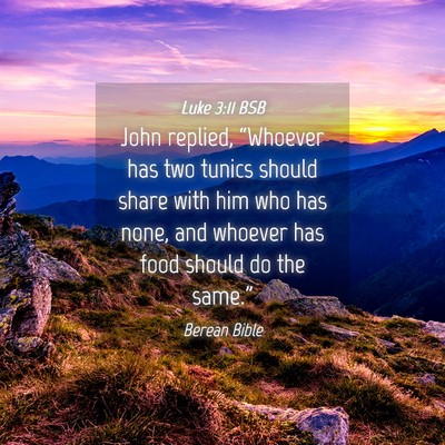 Picture 04 - Luke 3:11 BSB - John replied, “Whoever has two tunics should - Bible Verse Picture