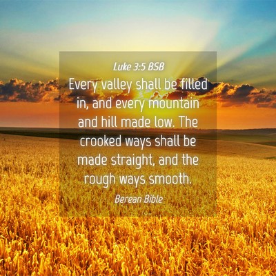 Picture 04 - Luke 3:5 BSB - Every valley shall be filled in, and every - Bible Verse Picture