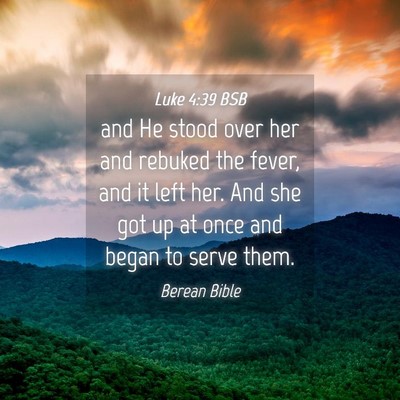 Picture 04 - Luke 4:39 BSB - and He stood over her and rebuked the fever, and - Bible Verse Picture