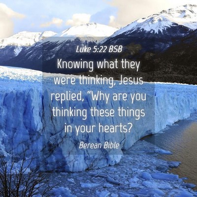Picture 04 - Luke 5:22 BSB - Knowing what they were thinking, Jesus replied, - Bible Verse Picture