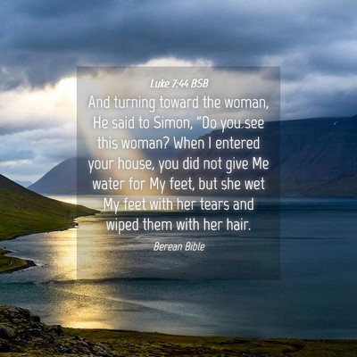 Picture 04 - Luke 7:44 BSB - And turning toward the woman, He said to Simon, - Bible Verse Picture