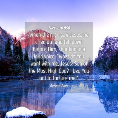 Picture 04 - Luke 8:28 BSB - When the man saw Jesus, he cried out and fell - Bible Verse Picture
