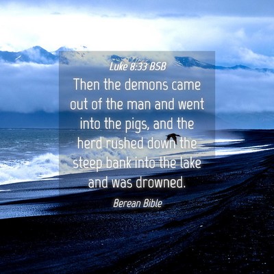 Picture 04 - Luke 8:33 BSB - Then the demons came out of the man and went into - Bible Verse Picture