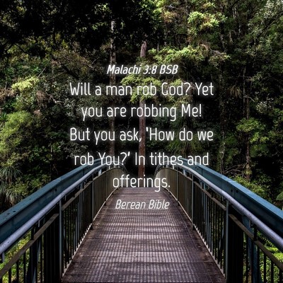 Picture 04 - Malachi 3:8 BSB - Will a man rob God? Yet you are robbing Me! But - Bible Verse Picture