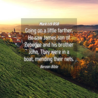 Picture 04 - Mark 1:19 BSB - Going on a little farther, He saw James son of - Bible Verse Picture