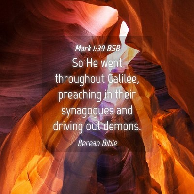 Picture 04 - Mark 1:39 BSB - So He went throughout Galilee, preaching in their - Bible Verse Picture