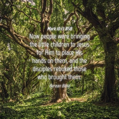 Picture 04 - Mark 10:13 BSB - Now people were bringing the little children to - Bible Verse Picture