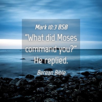 Picture 04 - Mark 10:3 BSB - “What did Moses command you?” He - Bible Verse Picture