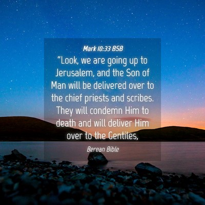 Picture 04 - Mark 10:33 BSB - “Look, we are going up to Jerusalem, and the - Bible Verse Picture